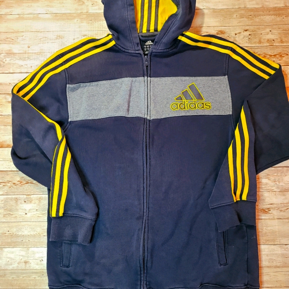 Adidas Jacket Mens Medium Navy Yellow